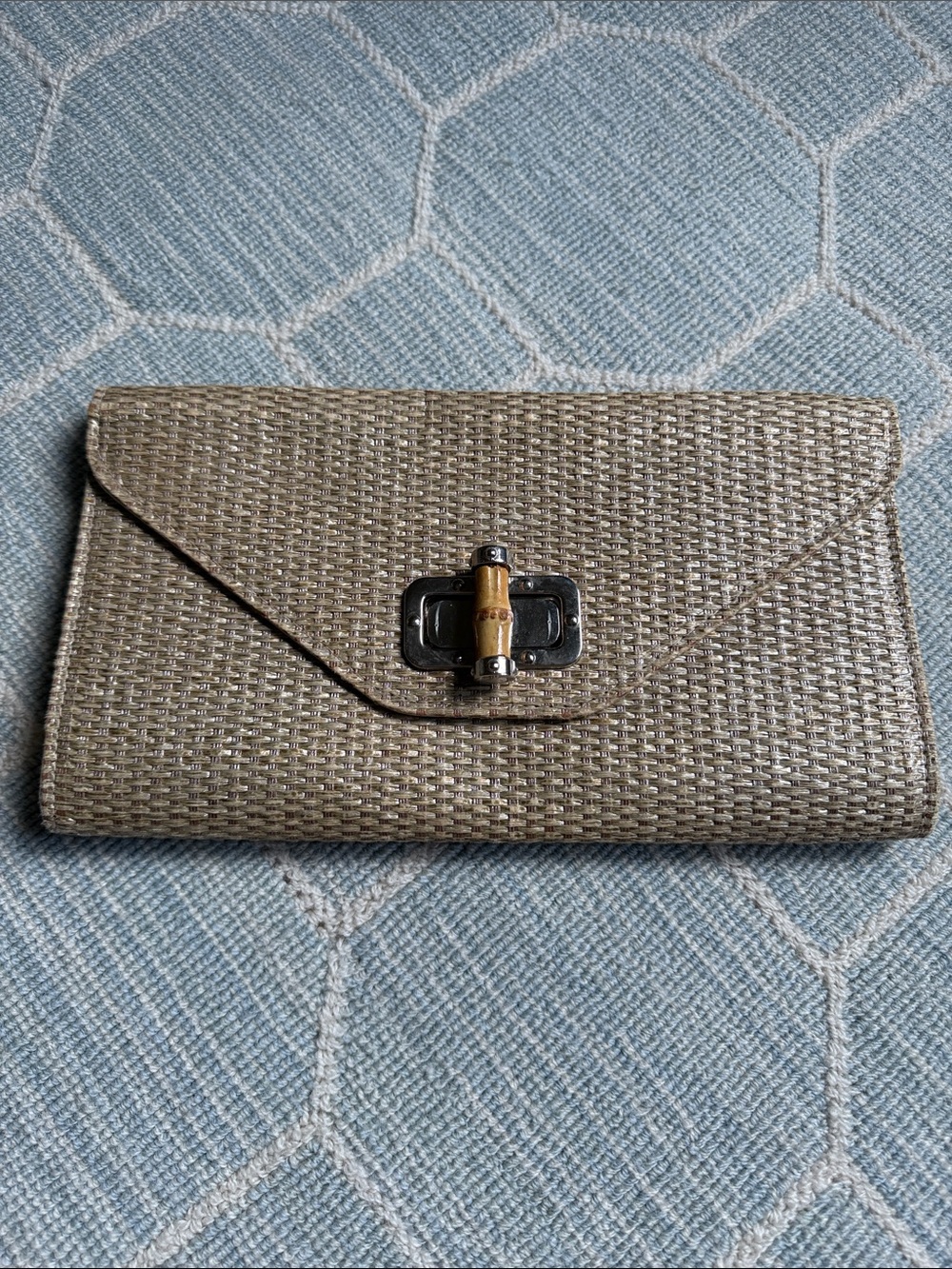 Woven Envelope Clutch with Bamboo Accent